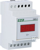 F&F 1 fazės skaitmeninis modulinis voltmetras, 100–300 V kintamosios srovės tikslumas 1 % (DMV-1)