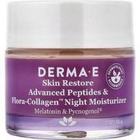 DERMA E, Išplėstiniai peptidai ir floros-kolageno™ naktinis drėkinamasis kremas, 2 uncijos (56 g)