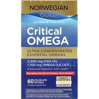 Renew Life, „Norwegian Gold®“, „Critical Omega™ Ultimate“ žuvų taukai, 60 minkštųjų žuvų želatinos kapsulių