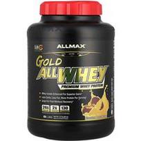 ALLMAX, GOLD ALLWHEY®, aukščiausios kokybės išrūgų baltymai, šokoladinis žemės riešutų sviestas, 5 svarai (2,27 kg)