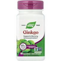 Nature's Way, Ginkmedis, standartizuotas ekstraktas, 60 veganiškų kapsulių