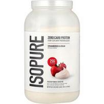 Isopure, Nulinių angliavandenių baltymų milteliai, braškių ir grietinėlės skonio, 1,36 kg