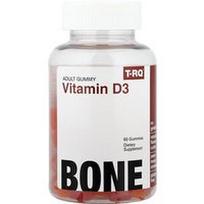 T-RQ, Suaugusiųjų guminukai, vitaminas D3, persikų, mangų, braškių, 60 guminukų (25 mcg viename guminuke)