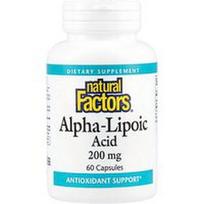 Natural Factors, Alfa-lipoinė rūgštis, 200 mg, 60 kapsulių