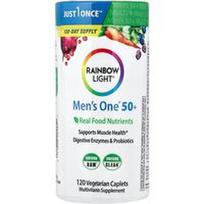 Rainbow Light, „Men's One™ 50+“ kasdienis multivitaminas, didelio stiprumo, 120 vegetariškų tablečių