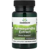 Swanson Vitamins, Ašvagandos ekstraktas, standartizuotas, 450 mg, 60 veganiškų kapsulių
