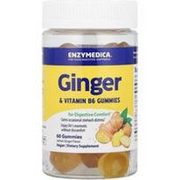 Enzymedica, Imbiero ir vitamino B6 guminukai, citrinų ir imbiero skonio, 60 guminukų