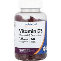 Nutricost, Vitamino D3 guminukai, mišrios uogos, 120 guminukų (62,5 mg vienam guminukui)