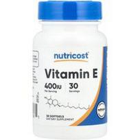 Nutricost, Vitaminas E, 180 mg (400 TV), 30 minkštųjų gelių