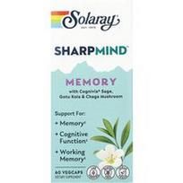 Solaray, „Sharpmind™“ atmintis su „Cognivia®“ šalaviju, gotu kola ir čagos grybais, 60 vegetariškų kapsulių