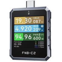 Fnirsi FNB-C2 USB testeris, 20 bitų ADC, 4-50V, 0-6.5A, 0-240W, USB-C PD 3.1 EPR, UFCS, QC 2.0-5, 1.54" TFT-LCD