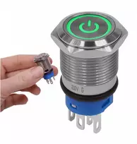 Monostabilus mygtukas, atsparus vandalizmui, LED, žalias, 16 mm, 220 V