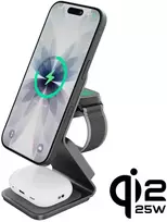 Cubenest Qi2.2 3 viename magnetinis belaidis įkroviklis SQ314 pilkas