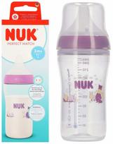 Kūdikių buteliukas Nuk Perfect Match Hippo, 260 ml, 3 mėn., skaidri sp./violetinė sp.