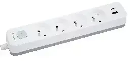 Ilgintuvas TRACER Grid 4S Mobile Ready 1,5 m (4 lizdai, jungiklis, 1x USB A + 1x Type C, maks. 20 W, baltas ir pilkas)