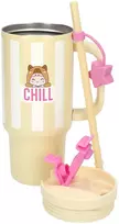 PENFection - Puodelis išsinešimui su šiaudeliu CHILL - Sviesto geltonumo - 470 ml