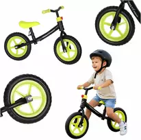 Balansinis dviratukas su reguliuojamu vairu ir balneliu, juodas ir neoninės geltonos spalvos, 78 cm ilgio