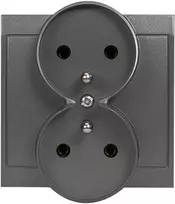Plastrol Lizdas kištukinis dvigubas -luna- p/t 2x2p+su 16A, 250V rėmelio sistemai, antracito spalvos