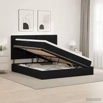 LED saugojimo lova su čiužiniu Juoda 180 x 200 cm Audinys