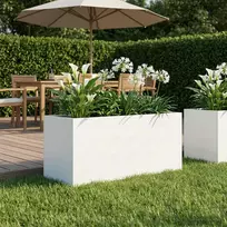 Sodo vazonas Balta 100 x 40 x 40 cm Šaltai valcuotas plienas
