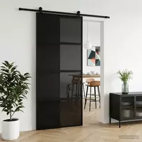 Slankios durys 90 x 205 cm Grūdintas stiklas ir aliuminis