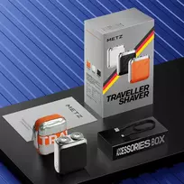 Barzdaskutė Elektrinis Skustuvas - Metz Traveller Skustuvas, 18 Peiliukų, 9 000 Aps./Min., USB-C, Atsparus Vandeniui, Oranžinis