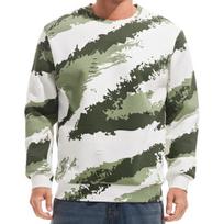 Vyriškas flisinis džemperis Crewneck Casual šiltintas kamufliažas baltas žalias L — karinė apranga vyrams, kamufliažinis žieminis džemperis, šiltas lauko megztinis, gatvės stiliaus apranga, džemperis su flisu, L