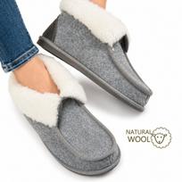 Nowo® moteriškos aukštos žieminės veltinės šlepetės iš avies vilnos, pilkos