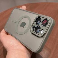 iPhone 15 Pro dėklas su MagSafe magnetu ir kamerų stikliukais, Pilkas