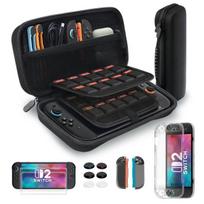 Apsauginis dėklas Nintendo Switch 2, priedų rinkinys, juodas — žaidimų priedai, kietas konsolės dėklas, ekrano apsauga switch, žaidėjo rinkinys, joycon korpusas, žaidimų dėklas, analogų kepurėlės