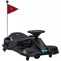 HOMCOM Vaikų Elektrinis Gokartas 12 V 3-8 km/h Drifto Kartas su Drifto režimu, Lėtuoju paleidimu, Gokartas su šviesomis, muzika, saugos diržu, vaikiška transporto priemonė 8-12 metų vaikams, juoda