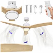 Lubų ventiliatorius su LED lempute, 132 cm, 6 greičiai, PILOT QUIET
