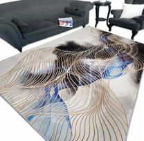 Kilimas su neslystančiu pagrindu, 140x200 cm, juodas auksinis, svetainei