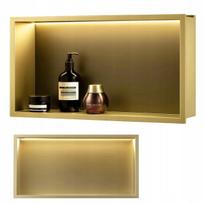 Dušo nišos lentyna Rea Gold LED, 60x30x10 cm, nerūdijantis plienas, montuojama į sieną