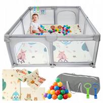 Vaikiška maniežas PLAYPEN XXL su kilimėliu 180x200, sausas baseinas, sulankstomas, su kamuoliukų krepšiu