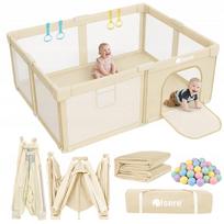 Vaikiška sulankstoma maniežas PLAYPEN, 150x180 cm kilimėlis, kamuoliukų baseinas