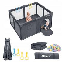 Vaikiška sulankstoma maniežas PLAYPEN 130x130 su kilimėliu, kamuoliukais ir krepšiu