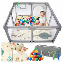 Vaikiška žaidimų maniežas PLAYPEN su kilimėliu 126x126, sulankstomas, sausas baseinas, su kamuoliukų maišu