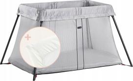 Kelioninė kūdikių lovytė BABYBJORN LIGHT, sidabrinė, su paklode
