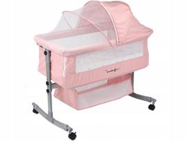 Lovelis EMMA PREMIUM PLUS su stogeliu, lopšys-supynė, 7in1, rožinis