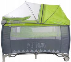 Kelioninė lovytė Sun Baby Sweet Dreams P995, žalia, su pilna komplektacija