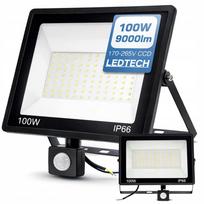 Lauko LED prožektorius 100W su judesio ir prieblandos jutikliu, tinkamas garažui