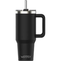 WATERSY 850 ml nerūdijančio plieno kelioninis kavos puodelis su šiaudeliu, dangteliu ir rankena.