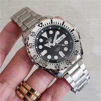 SEIKO Vyriškas automatinis mechaninis nardymo laikrodis Nerūdijančio plieno apyrankė Besisukantis rėmelis Šviečiančios rodyklės 50M atsparumas vandeniui Sportinis vyriškas laikrodis ant riešo one size black