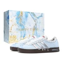 Adidas VL COURT 2.0 Light Cloud Edge, Specialus lengvas pirkinių maišelis, žemi batai riedlentėms, Unisex, Sidabrinis mėlynas JS3003(Team920-BOX) 41⅓ white