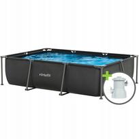 Stačiakampis baseinas VirtuFit 300x210 cm su filtruojančiu siurbliu, antracito spalvos