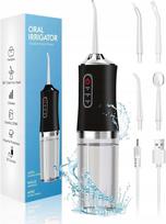 Belaidis elektrinis burnos irigatorių, 3 režimai, 4 antgaliai, USB, 300 ml