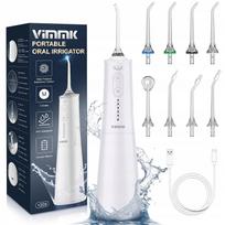Belaidis burnos irigatorius Vimmk, 5 režimai, 8 antgaliai, USB-C, IPX7, smėlio spalvos
