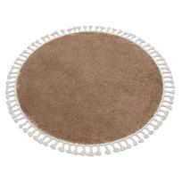Apvalus kilimas BERBER, 120 cm, smėlio spalvos, marokietiški kutai