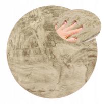 Apvalus 80 cm kilimas, švelnus dirbtinis triušio kailis, smėlio spalvos